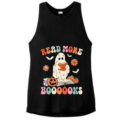 Groovy Read More Books Cute Ghost Boo Funny Halloween Spooky Ladies PosiCharge Tri-Blend Wicking Tank