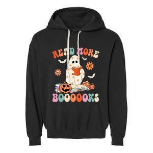 Groovy Read More Books Cute Ghost Boo Funny Halloween Spooky Garment-Dyed Fleece Hoodie