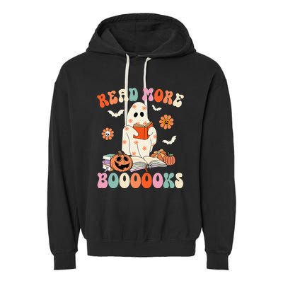 Groovy Read More Books Cute Ghost Boo Funny Halloween Spooky Garment-Dyed Fleece Hoodie