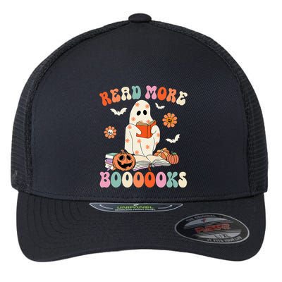 Groovy Read More Books Cute Ghost Boo Funny Halloween Spooky Flexfit Unipanel Trucker Cap