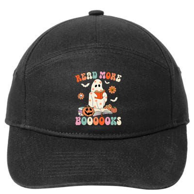 Groovy Read More Books Cute Ghost Boo Funny Halloween Spooky 7-Panel Snapback Hat