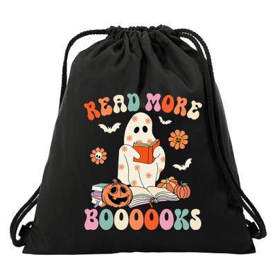 Groovy Read More Books Cute Ghost Boo Funny Halloween Spooky Drawstring Bag