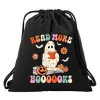 Groovy Read More Books Cute Ghost Boo Funny Halloween Spooky Drawstring Bag