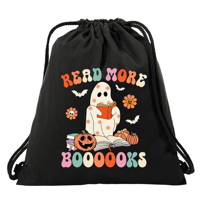 Groovy Read More Books Cute Ghost Boo Funny Halloween Spooky Drawstring Bag