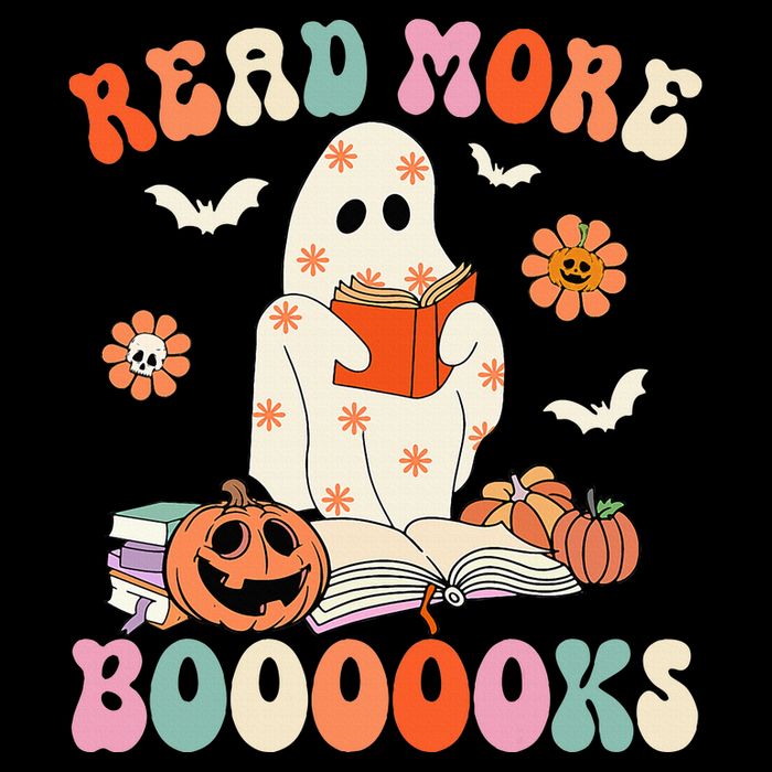 Groovy Read More Books Cute Ghost Boo Funny Halloween Spooky Drawstring Bag