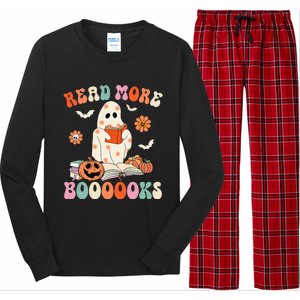 Groovy Read More Books Cute Ghost Boo Funny Halloween Spooky Long Sleeve Pajama Set