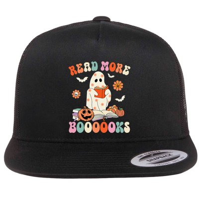 Groovy Read More Books Cute Ghost Boo Funny Halloween Spooky Flatbill Hat