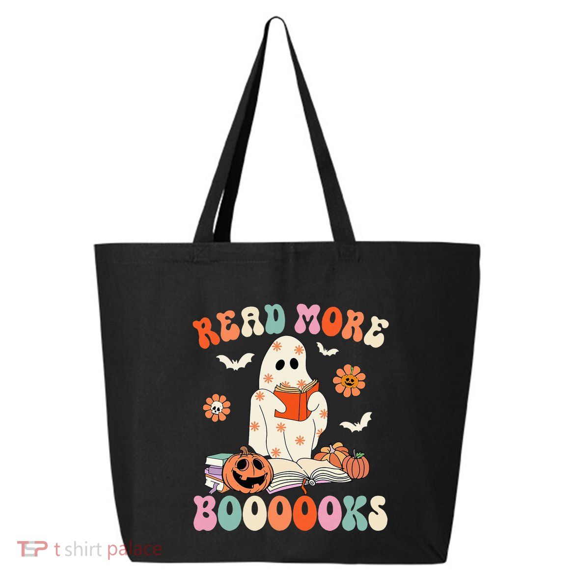 Groovy Read More Books Cute Ghost Boo Funny Halloween Spooky 25L Jumbo Tote