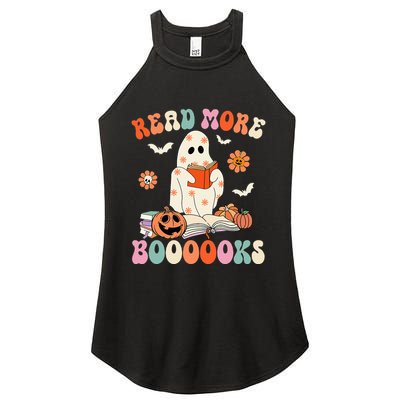 Groovy Read More Books Cute Ghost Boo Funny Halloween Spooky Women's Perfect Tri Rocker Tank