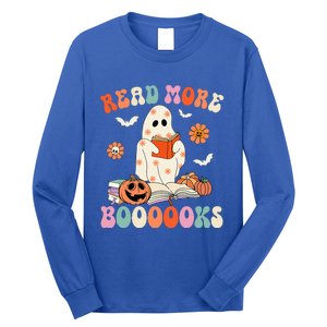 Groovy Read More Books Cute Ghost Boo Funny Halloween Spooky Long Sleeve Shirt