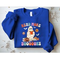 Groovy Read More Books Cute Ghost Boo Funny Halloween Spooky Sweatshirt