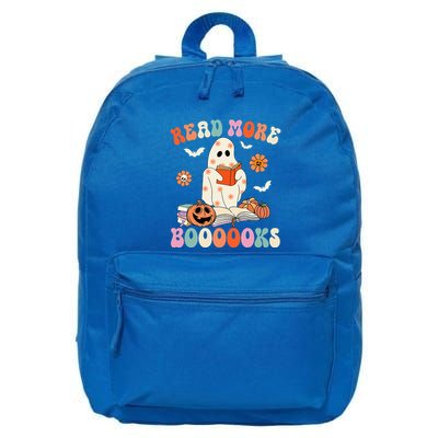 Groovy Read More Books Cute Ghost Boo Funny Halloween Spooky 16 in Basic Backpack