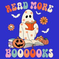 Groovy Read More Books Cute Ghost Boo Funny Halloween Spooky 16 in Basic Backpack