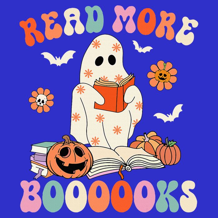 Groovy Read More Books Cute Ghost Boo Funny Halloween Spooky 16 in Basic Backpack