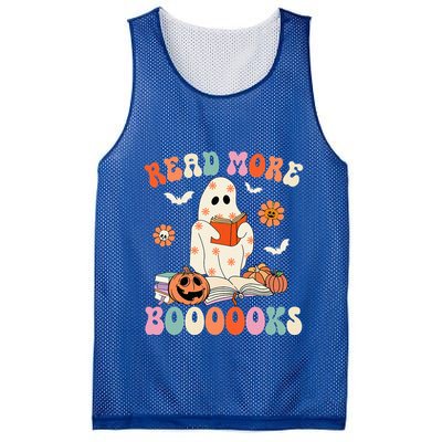 Groovy Read More Books Cute Ghost Boo Funny Halloween Spooky Mesh Reversible Basketball Jersey Tank