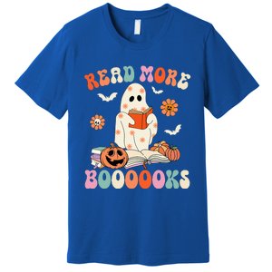 Groovy Read More Books Cute Ghost Boo Funny Halloween Spooky Premium T-Shirt