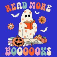 Groovy Read More Books Cute Ghost Boo Funny Halloween Spooky Womens Tank Top