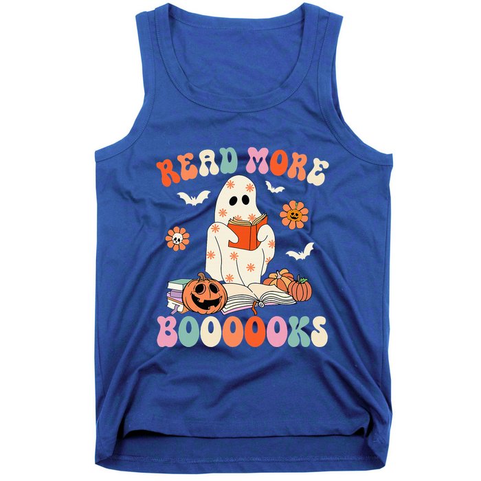 Groovy Read More Books Cute Ghost Boo Funny Halloween Spooky Tank Top