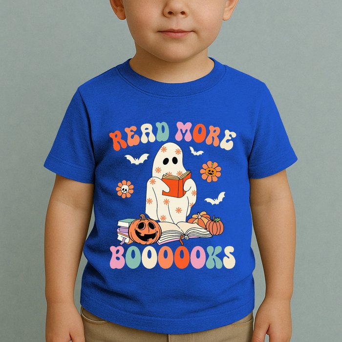 Groovy Read More Books Cute Ghost Boo Funny Halloween Spooky Toddler T-Shirt