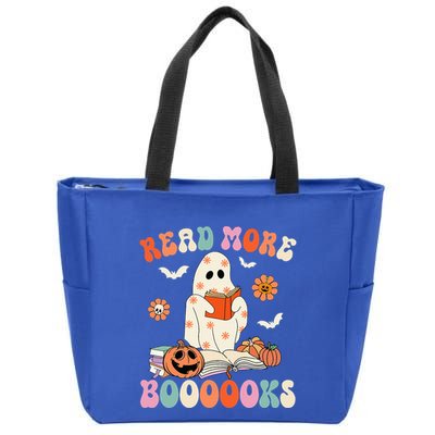 Groovy Read More Books Cute Ghost Boo Funny Halloween Spooky Zip Tote Bag