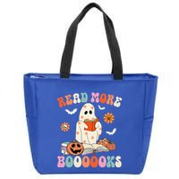 Groovy Read More Books Cute Ghost Boo Funny Halloween Spooky Zip Tote Bag