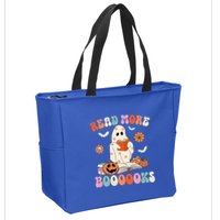 Groovy Read More Books Cute Ghost Boo Funny Halloween Spooky Zip Tote Bag