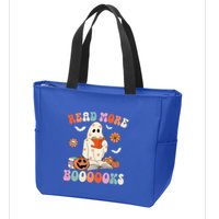 Groovy Read More Books Cute Ghost Boo Funny Halloween Spooky Zip Tote Bag