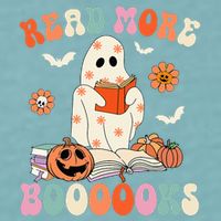 Groovy Read More Books Cute Ghost Boo Funny Halloween Spooky Sueded Cloud Jersey T-Shirt