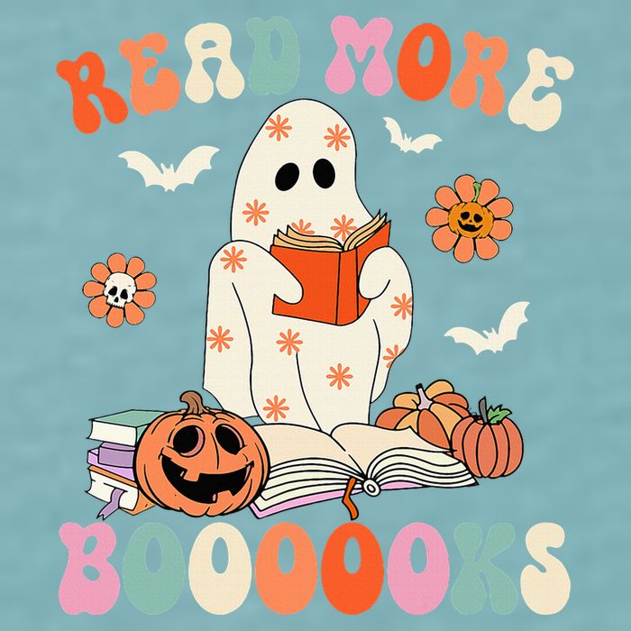 Groovy Read More Books Cute Ghost Boo Funny Halloween Spooky Sueded Cloud Jersey T-Shirt