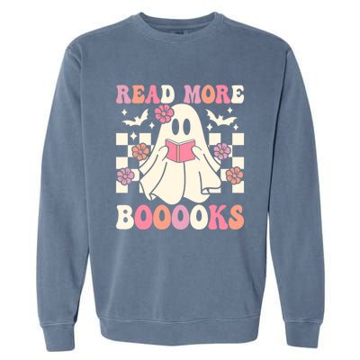 Groovy Read More Books Cute Ghost Boo Funny Halloween Gift Garment-Dyed Sweatshirt