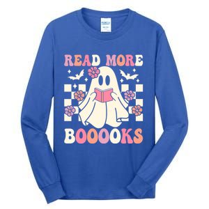 Groovy Read More Books Cute Ghost Boo Funny Halloween Gift Tall Long Sleeve T-Shirt