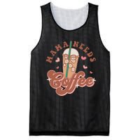 Groovy Retro Mama Needs Coffee Funny Mother's Day Mesh Reversible Basketball Jersey Tank