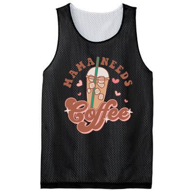 Groovy Retro Mama Needs Coffee Funny Mother's Day Mesh Reversible Basketball Jersey Tank