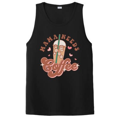 Groovy Retro Mama Needs Coffee Funny Mother's Day PosiCharge Competitor Tank