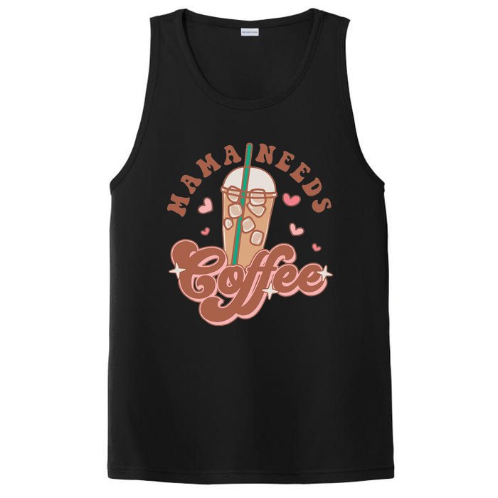 Groovy Retro Mama Needs Coffee Funny Mother's Day PosiCharge Competitor Tank