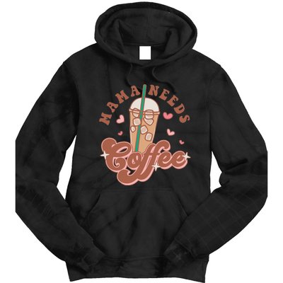 Groovy Retro Mama Needs Coffee Funny Mother's Day Tie Dye Hoodie