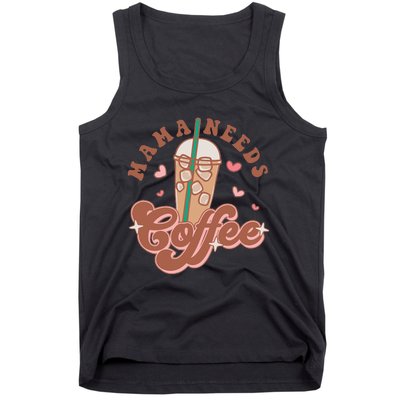 Groovy Retro Mama Needs Coffee Funny Mother's Day Tank Top