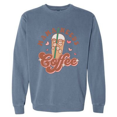 Groovy Retro Mama Needs Coffee Funny Mother's Day Garment-Dyed Sweatshirt