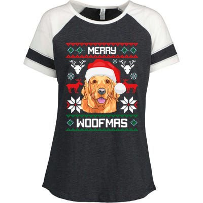 Golden Retriever Merry Woofmas Gift Dog Christmas Enza Ladies Jersey Colorblock Tee