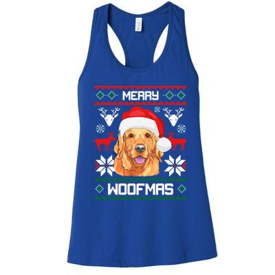 Golden Retriever Merry Woofmas Gift Dog Christmas Women's Racerback Tank