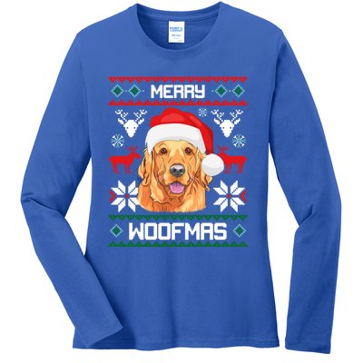 Golden Retriever Merry Woofmas Gift Dog Christmas Ladies Long Sleeve Shirt