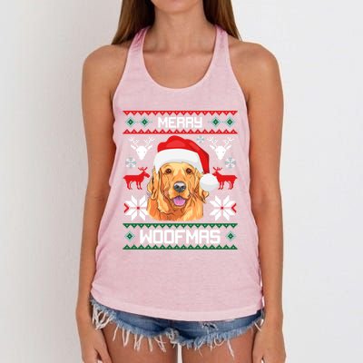 Golden Retriever Merry Woofmas Gift Dog Christmas Women's Knotted Racerback Tank