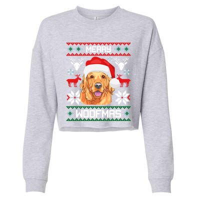 Golden Retriever Merry Woofmas Gift Dog Christmas Cropped Pullover Crew