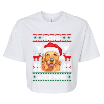 Golden Retriever Merry Woofmas Gift Dog Christmas Bella+Canvas Jersey Crop Tee