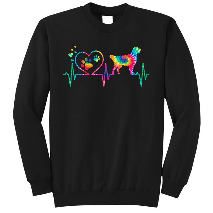 Golden Retriever Mom Dad Heartbeat Tie Dye Dog Gift Sweatshirt