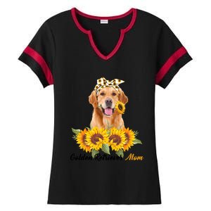 Golden Retriever Mom Sunflower Summer Dog Mom Mama Gift Ladies Halftime Notch Neck Tee