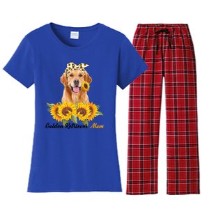 Golden Retriever Mom Sunflower Summer Dog Mom Mama Gift Women's Flannel Pajama Set