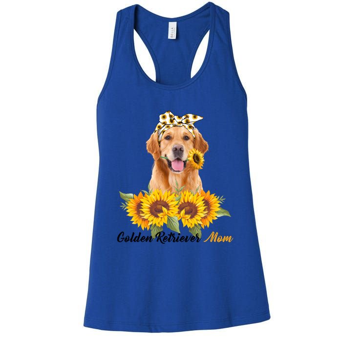 Golden Retriever Mom Sunflower Summer Dog Mom Mama Gift Women's Racerback Tank