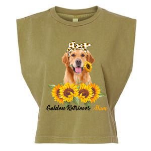 Golden Retriever Mom Sunflower Summer Dog Mom Mama Gift Garment-Dyed Women's Muscle Tee