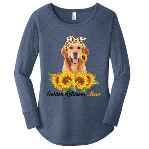 Golden Retriever Mom Sunflower Summer Dog Mom Mama Gift Women's Perfect Tri Tunic Long Sleeve Shirt